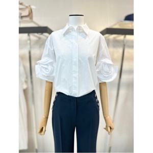 [더아이잗컬렉션]코튼 로즈 모티브 블라우스 (CR5A0BL801)_DG