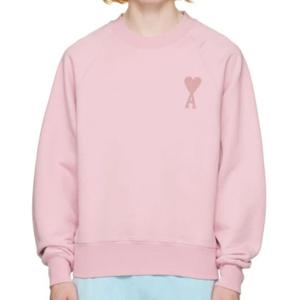 25 FW 아미 톤온톤 하트 로고 래글런 슬리브 스웨트셔츠 핑크 E22USW002 747 655