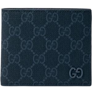 25 FW 구찌 GG 로고 패치 GG 모티프 레더 바이폴드 월렛 그레이블랙 768243 FACQC 1048