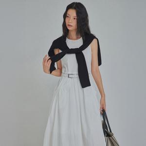 SLEEVELESS FLARED DRESS WITH BELT_T513DS503(IV)