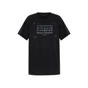 메종마르지엘라 스탬프 로고 반팔티셔츠 워시드 블랙 여성 S51GC0534 S24575 969