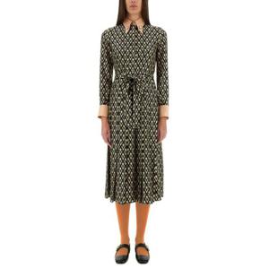 발렌티노 가라바니 여성 블랙 TOUTE LA V 트윌 미디 드레스 6B3VAEY590R_R6E