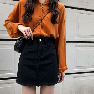 여자 데일리 기본 A라인 데님 스커트 청 치마