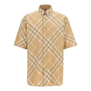 BURBERRY 로고 자수 체크 셔츠 8082478FLAX
