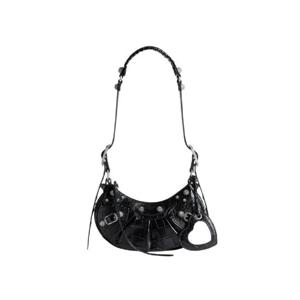 발렌시아가 라인스톤 크로커다일 엠보스 르 카골 XS 숄더백 블랙 67130923EJY1000