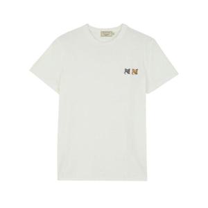 메종 키츠네 더블 폭스 헤드 패치 클래식 티셔츠 라떼 BU00103KJ0008