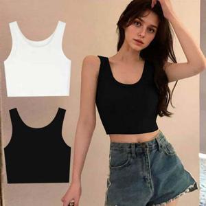 샵앤) 여성 U넥 크롭탑 나시 민소매 티셔츠 WON-WSH-WFD72CF