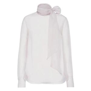 25 FW Brunello Cucinelli 푸시 보우 실크 블라우스 MF940ED814C8553 TP439329264