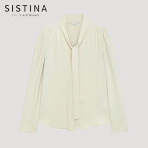 [SISTINA] 인기 셔링 타이넥 블라우스
