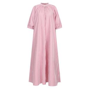 샵앤) 여성 차이나카라 스트라이프 루즈핏 반팔 롱 원피스 PIC-WDR-20736-레드