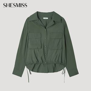 [쉬즈미스] 빅 포켓 스트링 셔츠_SWWSTP32070_DK