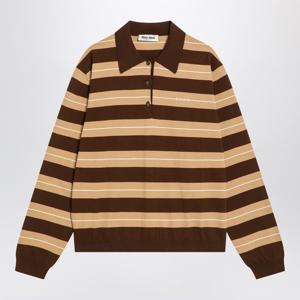 미우미우 코코아 카라멜 스트라이프 폴로 티셔츠 MMLB32OOO17NQ