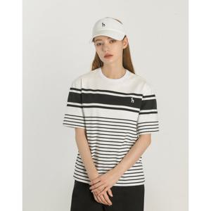 헤지스 골프 여성 25SS ONLINE EXCLUSIVE 네이비 여성 스트라이프 반팔 티셔츠 HWTS5B901N2