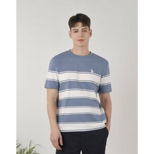 헤지스 골프 25SS ONLINE EXCLUSIVE 블루 남성 스트라이프 반팔 티셔츠 HUTS5B901B2