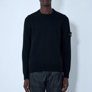 25 FW 스톤 아일랜드 콤파스 와펜 패치 리브 울 니트 스웨터 블랙 5100072 S00A3 V0029