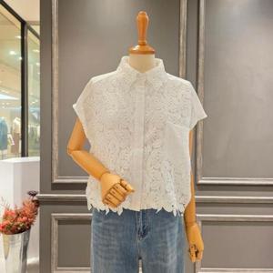 [아니베에프]A56WBL600_레이스 카라 배색 블라우스