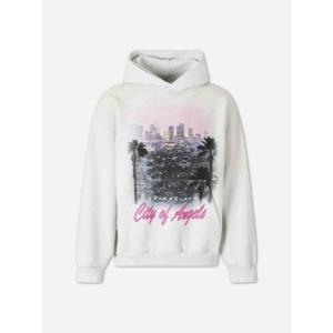 발렌시아가 후드 티셔츠 767877TSVR3 9012DIRTY WHITE Beige