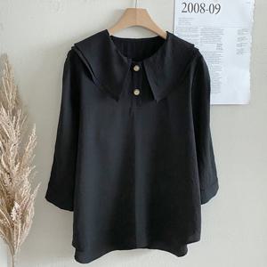 샵앤) 여성 두겹세일러 얇은 6부소매 블라우스 BONG-WBL-4710-블랙