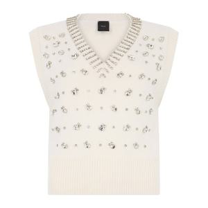 핀코 데코레이티브 라인스톤 브이넥 니트 베스트 105639A2TR Z1