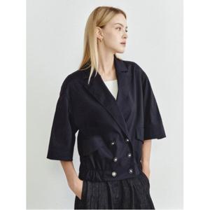 [더아이잗컬렉션]루즈핏 백 플랩 더블 버튼 점퍼 (CR6A0JP071-BK