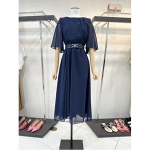 [더아이잗컬렉션]러플 드레이프 플레어 원피스 (CR6A0OP031-NV)_