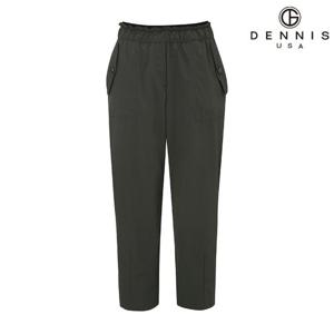 [DENNIS] (방송상품) 여성 세미 배기핏 셔링 8부 밴딩팬츠 카키_RAQMLPT361