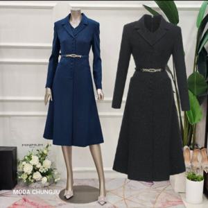 [미니멈]MD 레이어드 카라 브이넥  플레어 원피스 MD MXDAWO1120