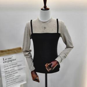 [비지트인뉴욕]뷔스티에 배색슬림 긴팔티셔츠  VB3LT10_US