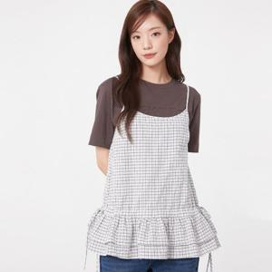 플라스틱아일랜드  티어드 프릴 나시 블라우스 (PR3WB805)