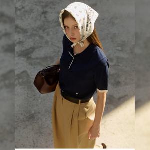 플라스틱아일랜드  콤비배색 폴로 니트 풀오버 (PR3KH861)