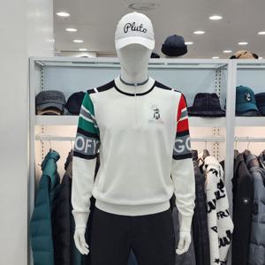 [디즈니골프]남성 배색 라운드 니트 (DO1MKT001-WH)_US