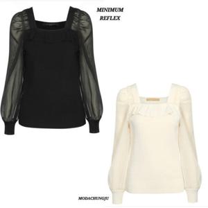 [미니멈]MD 스퀘어넥 펄시스루 슬리브 니트  MD MXBAKU3050 MD_C