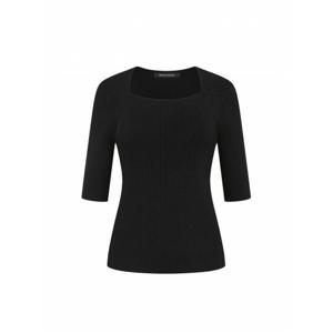 [더아이잗컬렉션]골지 5부 스퀘어넥 풀오버 니트 (CR8A1PO781-BK