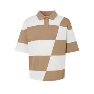 헤지스 골프 여성 25FW 카멜 여성 스트라이프 반팔 스웨터 HWSW5C511CM