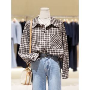 [숲]백트임 배색 체크셔츠 SB8LS341