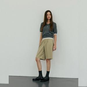 플라스틱아일랜드  원턱 버뮤다 팬츠 (PR3WP883)