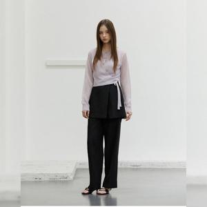 플라스틱아일랜드  레이어드 랩 스커트 슬림핏 팬츠 (PR3WP881)