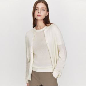 [지오다노] 여자 무지 라운드넥 긴팔 니트 가디건 355905