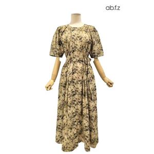 [에이비에프지]플라워패턴 포인트 라운드넥 퍼프소매 롱 원피스 APZ3HO09I