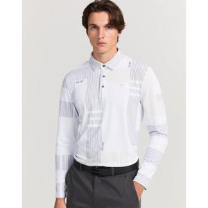 닥스 골프 25FW PREMIUM 화이트 전판 시즌패턴 긴팔 카라티 DGTS5C631OW