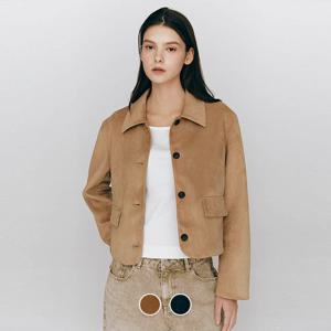 [지오다노]여성 가을 크롭 숏 스웨이드 카라 자켓 375506