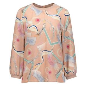 [벨리시앙]밴딩 디테일 라운드넥 프린트 블라우스 BL4105