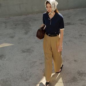 플라스틱아일랜드  핀턱 와이드 팬츠 (PR3WP901)