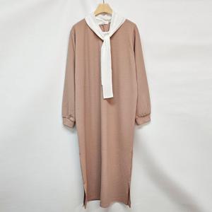 샵앤) 국산 여성 데일리 타이배색 임부 롱원피스 LL-WDR-4851-베이지