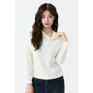 여성) 골지 스냅 버튼 후드 슬림 긴팔 티셔츠 AP3WTL557-IV