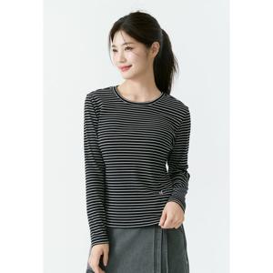 여성) 골지 베이직 라운드넥 슬림 긴팔 티셔츠 AP3WTL555-BV