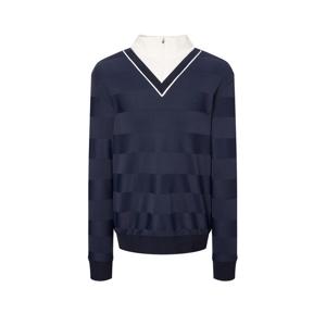 헤지스 골프 25FW 네이비 남성 니트 하이브리드 쿼터집 티셔츠 HUTS5C617N3