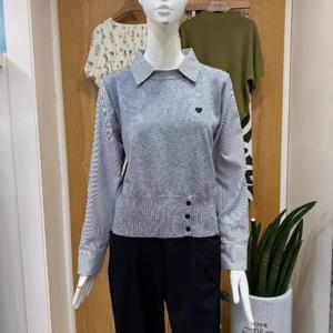 클리지 DP01 레이어드 하트 니트 셔츠 CP7WKT16