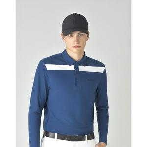 헤지스 골프 25FW 블루 남성 어드밴스드 기모 긴팔 카라 티셔츠 HUTS5D712B3