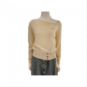 플라스틱아일랜드  (PR3KL931) 언발넥 버튼 포인트 니트